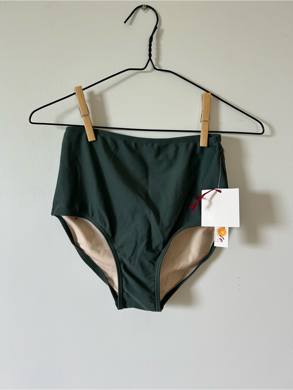High-Waist Swim Bottoms in Forest Green
